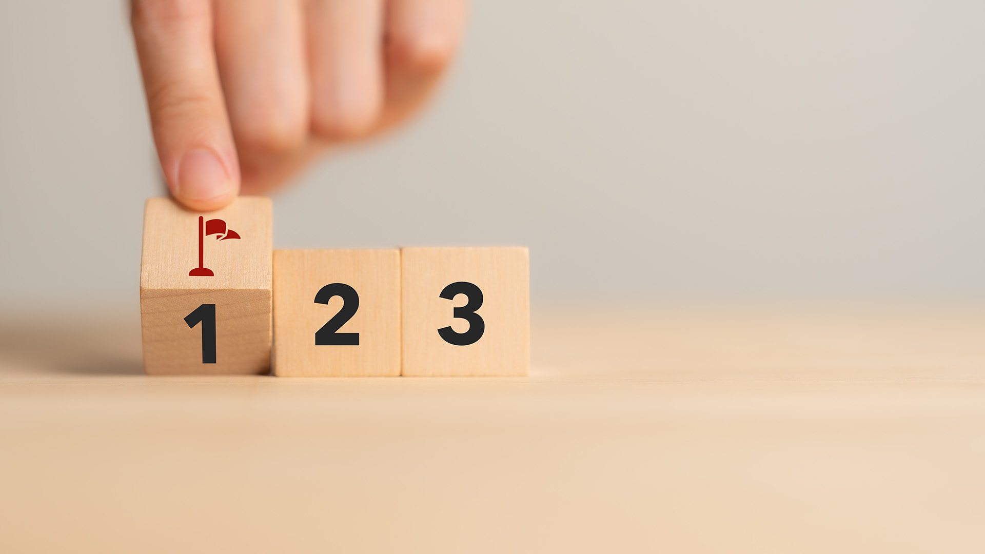 Number 1 2 3 on wooden cube blocks ranking risk strategy