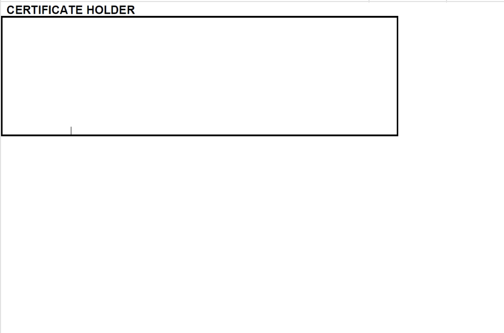 Certificate holder as seen on a COI